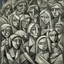 Placeholder: piccasso crowd people cubism gray woman and child