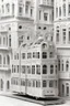 Placeholder: lisbon city view with famous tram in ornate Papercraft, fairytale, children popup book, soft shadows, ambient occlusion, monochromatic