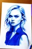 Placeholder: Elle fanning dessinée au stylo Bic bleu