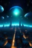 Placeholder: Oregami galaxy city in the universe with aliens