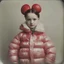Placeholder: Minnie mouse, red, autochrome, plastic puffy jacket