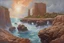 Placeholder: Clouds, rocks, cliffs, rocky land, sci-fi and fantasy, beyond and trascendent, 90's sci-fi movies influence, rodolphe wytsman impressionism paintings