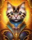 Placeholder: Cat , 500 x 500 pixels, glitter gold, extremely detailed fractal , fractal gems, fractal crystals, gold glitter, imperial colors ,digital oil painting , detailed art illustration, vibrant, cinematic, ornate, luxury, 8K polished in the style of Josephine Wall, Brian Froud.Thomas Kinkade