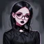 Placeholder: a pretty 18 year old girl, goth aesthetic, glasses, digital art, stylised