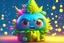 Placeholder: cute bug-eyed angel smiley and Christmas tree with colorful trimmings, star on top of tree, gifts, toys. high resolution, 64k, detail rendering, high quality, fantasy, soft warm lighting, fluffy eyelashes, macro photography, 3D rendering, hyperrealism, hyperesthetic, sharpen, CGI