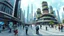 Placeholder: a 360 environment hdri image for :A futuristic scene depicting the bustling heart of a 2080 city center. The foreground features a diverse array of photorealistic individuals engaged with innovative, tech-enhanced elements - holographic displays, autonomous transportation, immersive public art. In the background, a panoramic vista of the larger city skyline - towering organic skyscrapers, elevated transit, verdant green spaces. Convey a sense of scale, depth and awe-inspiring technological wond