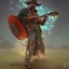 Placeholder: Insanely detailed photograph of an “ a mustachioed cowboy warrior "with worn Sombrero, handsome charo,cigar,glowing bluish green orb in outstretched hand, hyperdetailed painting by Ismail Inceoglu Huang Guangjian and Dan Witz CGSociety ZBrush Central fantasy art album cover art,8K, hdr, mysterious, flickeringlights ,Stoic