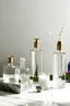 Placeholder: Visualize an elegant, minimalist scene where classic meets contemporary. Picture vintage glass apothecary jars alongside sleek, modern skincare packaging, arranged artfully on a marble countertop or against a backdrop of soft, diffused lighting. Include elements evoking purity and timelessness, like a blossoming flower or a crystal-clear stream.