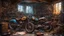 Placeholder: Riparare moto. Emozionante, fantastico e sgangherato laboratorio di fantasia magica, diverse vecchie motociclette colorate smontate per riparazioni, motori, olio, ruote, telaio, ingranaggi, ragnatele, strumenti meccanici colorati e intricati, ingegneria straordinaria, fotografia pluripremiata, estremamente dettagliata, bellissima composizione, capolavoro, fotorealismo , luce volumetrica naturale morbida e perfetta, chiaroscuro, Heath Robinson, Escher, Disney, Pixar