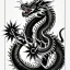 Placeholder: Ukiyo-e styled art, black and white dragon, full picture