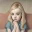 Placeholder: Elle fanning, in the style of Margaret Keane, big eyes, vintage painting