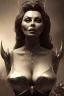 Placeholder: Sophia Loren as evil queen in black leather, cleavage, angry, stern look. character design by cory loftis, fenghua zhong, ryohei hase, ismail inceoglu and ruan jia. unreal engine 5, artistic lighting, highly detailed, photorealistic, fantasy