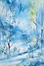 Placeholder: Watercolor, abstract, impressionist, not much detail patterns: Immerse yourself in the magic of a winter wonderland, with soft blues and whites creating an abstract and serene landscape reminiscent of a snowy day.