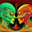 Placeholder: Love is the law, love under will, by Gerald Scarfe, by Aleister Crowley, fantastical detailed 3D artwork, LSD dreamscape, deep color, complementary colors, trending on DeviantArt.