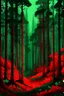 Placeholder: forest in red trees and dark green colors only