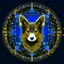 Placeholder: Blue and gold circle logo of a corgi made of gold circuit board traces, fingerprint and neural network superimposed behind