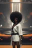 Placeholder: futuristic black character with a little afro, ultra hd et realistic art