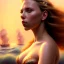 Placeholder: A beautiful portrait of Scarlett Johansson as a mermaid , leaning on a ships deck ,Rough sea in the background, (digitall art by Eugene de Blaas and Ross Tran, vibrant color scheme, highly detailed, in the style of romanticism, cinematic, artstation best quality, realistic lighting, masterpiece portrait, details light dusting , cowboy shot from above, simple chain hauberk Vector art digital illustration 3D shading )