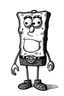 Placeholder: a black and white picture of spongebob square pants simple thin crisp lines. kids. no shading. with no color