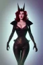 Placeholder: Rita Hayworth as evil queen in black leather, busty, cleavage, curvy, angry, stern look. character design by cory loftis, fenghua zhong, ryohei hase, ismail inceoglu and ruan jia. unreal engine 5, artistic lighting, highly detailed, photorealistic, fantasy