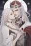 Placeholder: Vampire queen with white hair, with her king