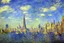 Placeholder: sunny day, city, sci-fi, people, epic, claude monet influence, realistic painting