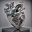 Placeholder: stainless steel sculpture of human flesh-like heart formed by human bodies
