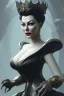 Placeholder: Ava Gardner as evil queen in black leather, busty, cleavage, curvy, angry, stern look. character design by cory loftis, fenghua zhong, ryohei hase, ismail inceoglu and ruan jia. unreal engine 5, artistic lighting, highly detailed, photorealistic, fantasy