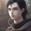 Placeholder: Detailed young anime male, medium long black hair, detailed bangs, intriguing details, serious expression, full body, keep head in frame, 8k, concept art, highly detailed, digital painting, concept art, sharp focus, illustration, WLOP and alphonse mucha and artgerm and yanjun Chen and Junji ito, HDR, octane rendering