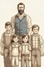 Placeholder: A father, a mother, and four children, all male