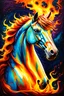 Placeholder: stylized fractal art of a fire horse done in various colored pencil mixed media
