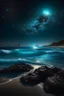 Placeholder: magic sea, realistic, professional photo, 4k, top view, , surf night, full moon, stars in the sky, Milky Way