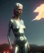 Placeholder: retro sci-fi portrait image from 1980, supermarket parking explosion, fire, scared people, blonde woman walking, sweet Kate moss face, tight latex suit, soft color, highly detailed, unreal engine 5, ray tracing, RTX, lumen lighting, ultra detail, volumetric lighting, 3d, finely drawn, high definition, high resolution.