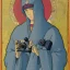 Placeholder: patron of photographers. holding a camera in hands. orthodox icon with saint photographer. Cyrillic inscriptions. hyperdetailed, Alphonse Mucha, Zdzisław Beksiński, poster, illustration, ink, oil on canvas, 18th century atlas