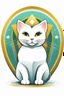 Placeholder: logo design, bunchy, 3d lighting, white cat, highly detailed face, cut off, symmetrical, friendly, minimal, round, simple, cute