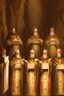 Placeholder: Several Christian priests of the 1st millennium AD are holding Hebrew papyrus scrolls of Holy Scripture in their hands and actively arguing. They are in a cave illuminated from above. The image is in high quality in 8k