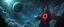 Placeholder: dark draw bridge space station holding huge round blade space ship, portrait of inter-galatic handsome power broker , the first nation, witchcraft, cyberpunk village, sci-fi, strange chrome vessels, volume light from stars through clouds, goa trance poster
