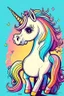 Placeholder: kids illustration, an unicorn image, cartoon style, thick line, low details, vivid color