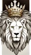 Placeholder: White Lion with kings crown on his head.side far view