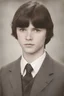 Placeholder: 1920's yearbook photo, teenage Carl Grimes (Chandler Riggs) 14 years old, brown hair, 1920's hairstyle and clothes, photorealistic, --ar 9:16 --style raw