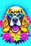 Placeholder: A detailed illustration of a happy Cocker Spaniel dog face, wearing trendy sunglasses, t-shirt design, flowers splash, t-shirt design, in the style of Studio Ghibli, pastel tetradic colors, 3D vector art, light background, cute and quirky, fantasy art, watercolor effect, bokeh, Adobe Illustrator, hand-drawn, digital painting, low-poly, soft lighting, bird's-eye view, isometric style, retro aesthetic, focused on the character, 4K resolution, photorealistic rendering, using Cinema 4D