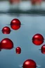 Placeholder: Red cristal sphere hoving in calm water