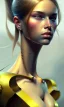 Placeholder: girl, cute, beautiful, head and shoulders portrait by Greg Rutkowski, yellow