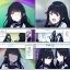 Placeholder: Clear focus,High resolution,High quality,Epic battle scene comic style, 1girls, with color, anime girl with black hair with rainbow hair, crying in school, blur in the background