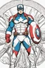 Placeholder: out line art of CAPTIAN AMERICA super HIRO colouring pages with white background ,skech style ,full body. only use outline,mandala style,clean line art,white background,no shadow and clear and well outlined