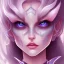 Placeholder: An elf with crystal blue eyes and magenta hair, white complexion, teardrop eyebrows, woman, angry expression