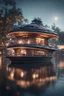 Placeholder: house boat that looks like an dark twisted alien space ship, bokeh like f/0.8, tilt-shift lens 8k, high detail, smooth render, down-light, unreal engine, prize winning