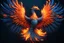 Placeholder: A majestic phoenix rises from a flame on a blue-black background 4K 3D High Resolution, High Stereoscopic Look, High Detail, High Quality, Concept Art, Abstraction, 8K Fantasy, Beautiful, Elegant, Intricate, Colorful, Focused