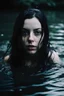 Placeholder: A mean girl with black hair fully in water