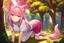 Placeholder: Forest, girl, pink hair, dog tail, sit on all fours